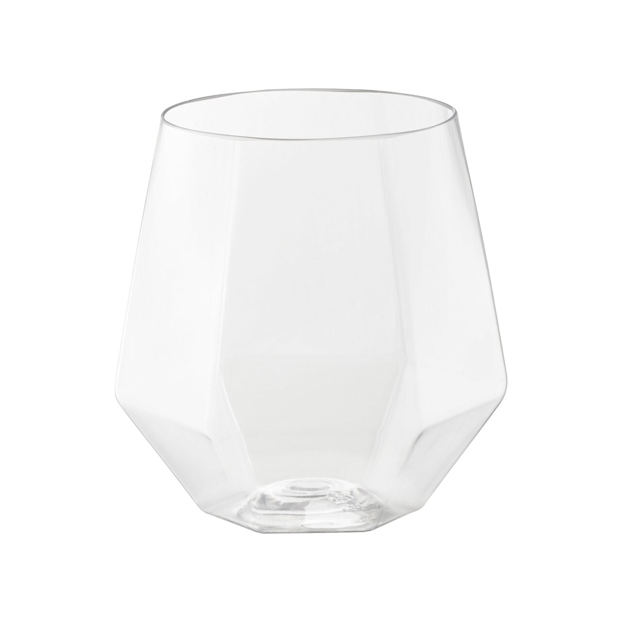 Clear Hexagonal Stemless Plastic Wine Goblets - 12 oz. (64 Glasses)